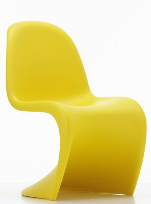 Panton Junior Stuhl in Goldgelb: Moderner Kinderstuhl aus Kunststoff für das Kinderzimmer.